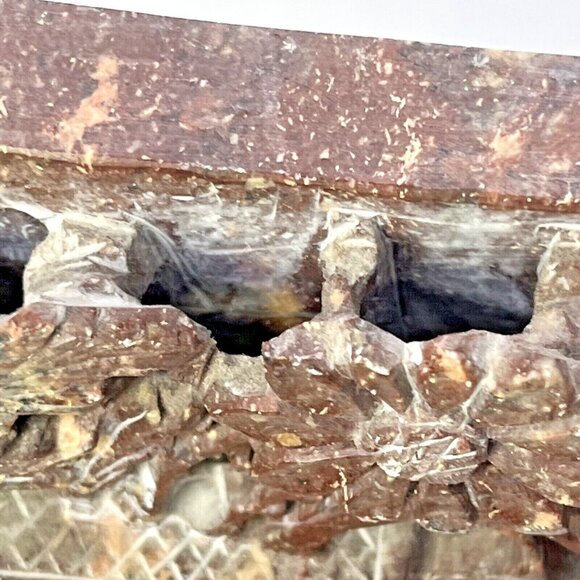 Handcarved Soapstone  Flower Pot & Peacock Reddish Brown Bookend MCM - Picture 9 of 15